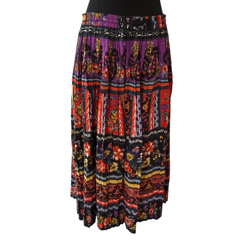 Vintage 100% cotton maxi skirt bold floral print boho L - Picture 4 of 11
